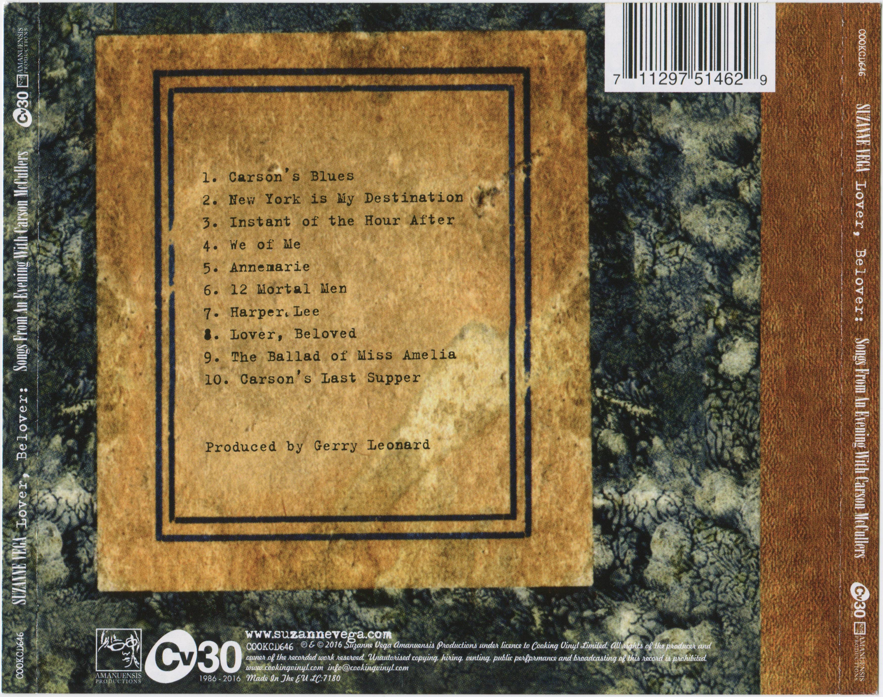 Suzanne Vega & Carson Mccullers  Lover, Beloved Songs From An Evening : Back